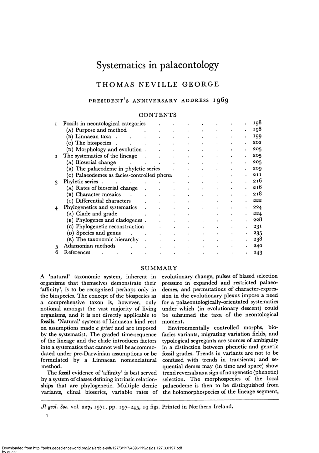 Systematics in Palaeontology