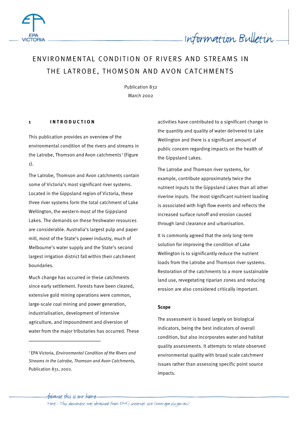 Environmental Condition of Rivers and Streams in the Latrobe, Thomson and Avon Catchments