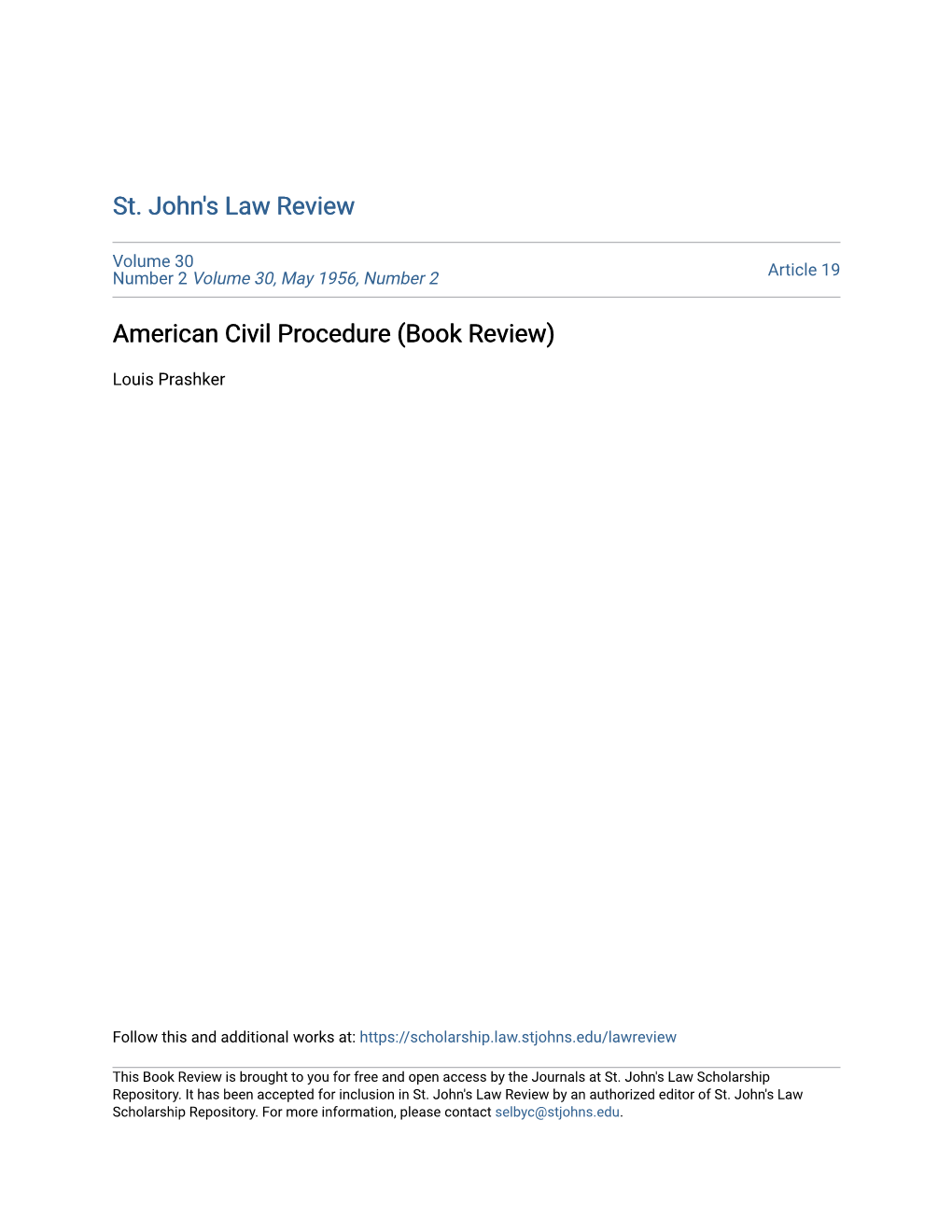 American Civil Procedure (Book Review)