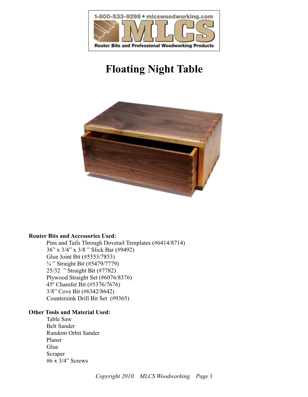 Floating Night Table Project Plans