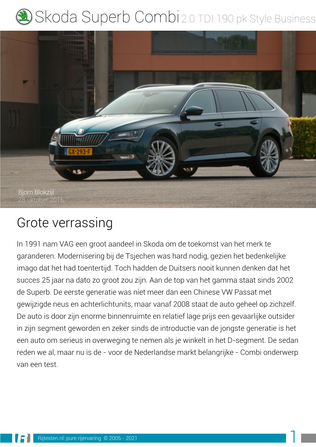 Skoda Superb Combi2.0 TDI 190 Pk Style Businessline