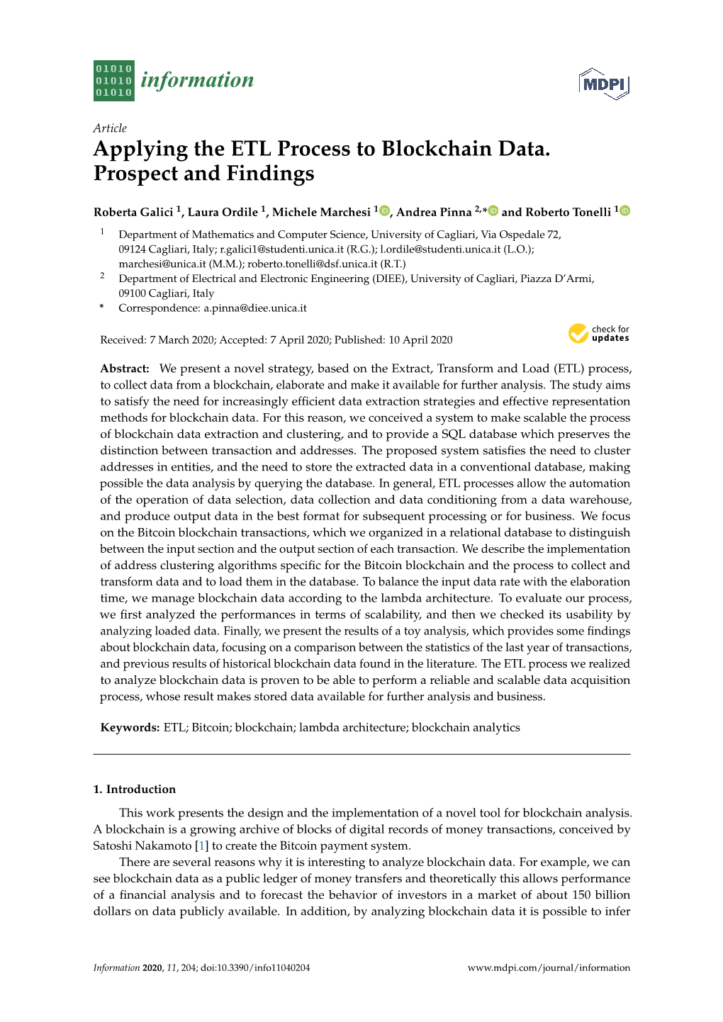 Applying the ETL Process to Blockchain Data. Prospect and Findings