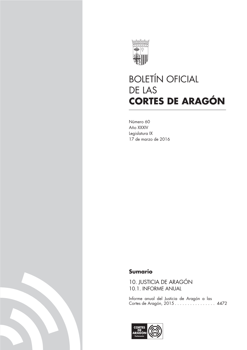 Boletín Oficial De Las Cortes De Aragón