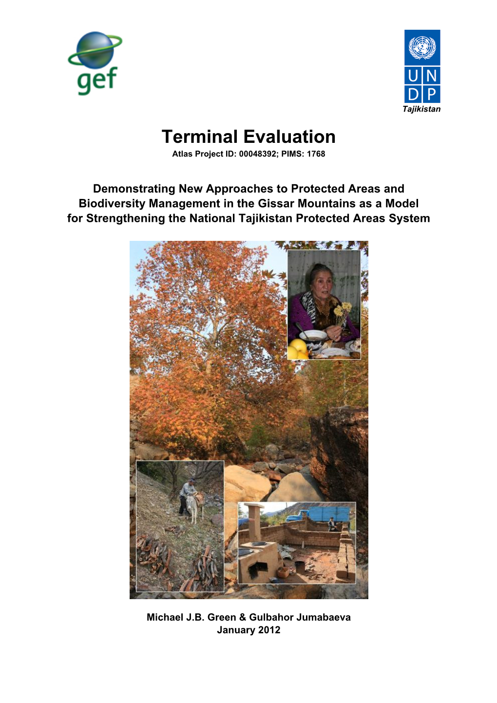 Report Are Those of the Consultants and Do Not Necessarily Reflect the Position of the Committee of Environmental Protection and Its Agencies, GEF Or UNDP