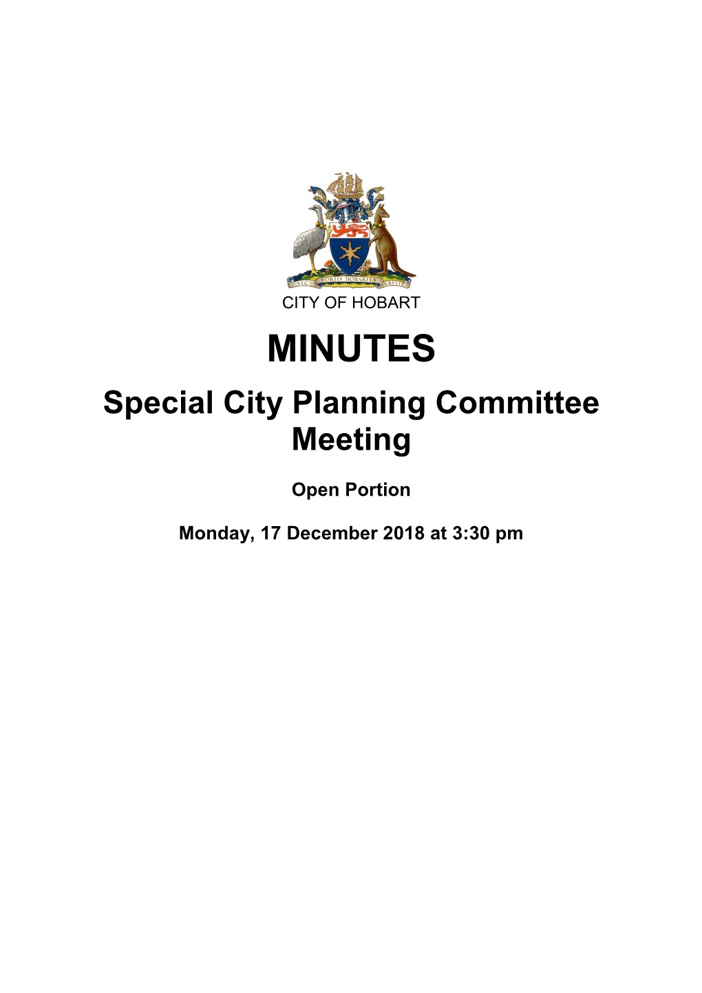 Minutes of Special City Planning Committee Meeting