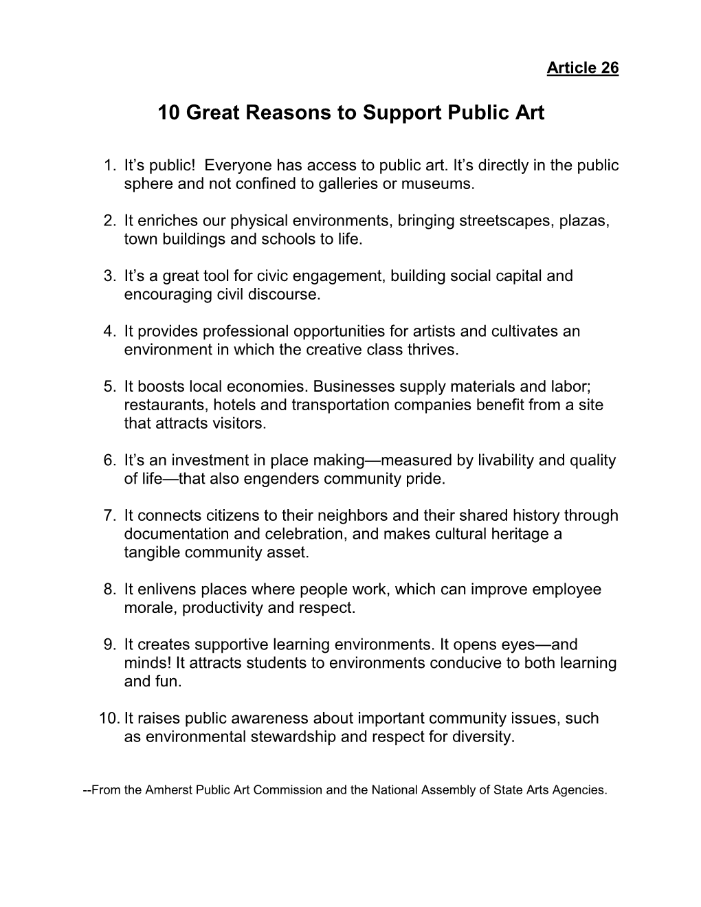 10 Great Reasons to Support Public Art