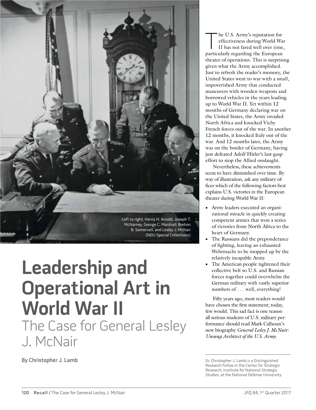 Leadership and Operational Art in World War II