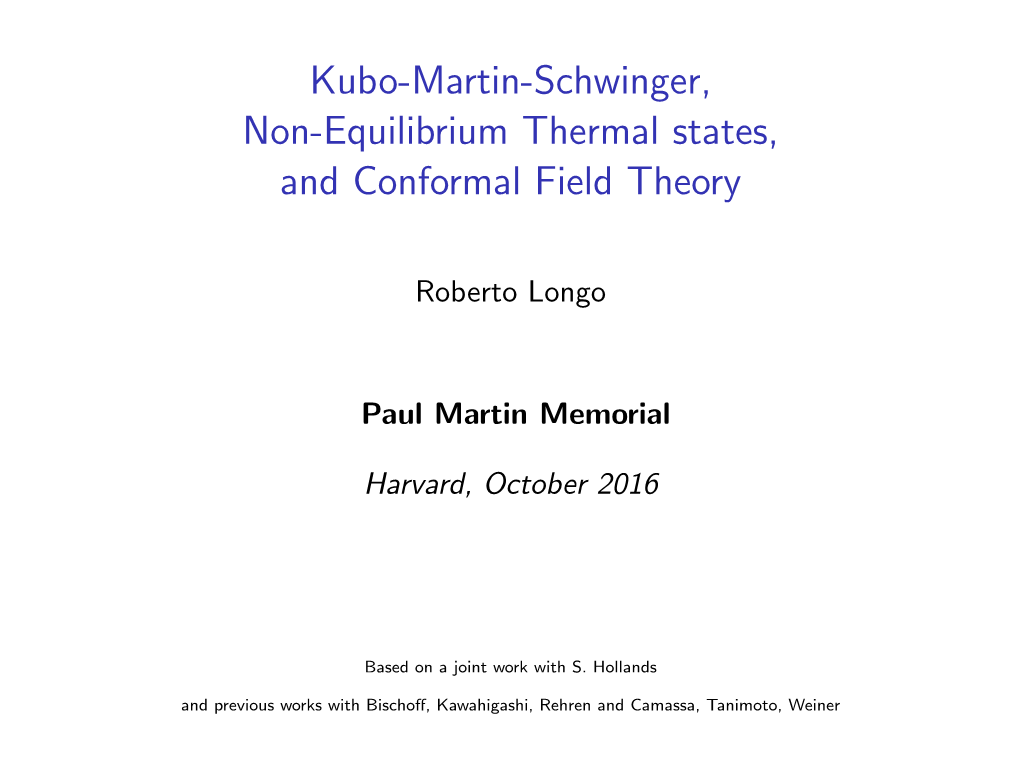 Kubo-Martin-Schwinger, Non-Equilibrium Thermal States, and Conformal Field Theory