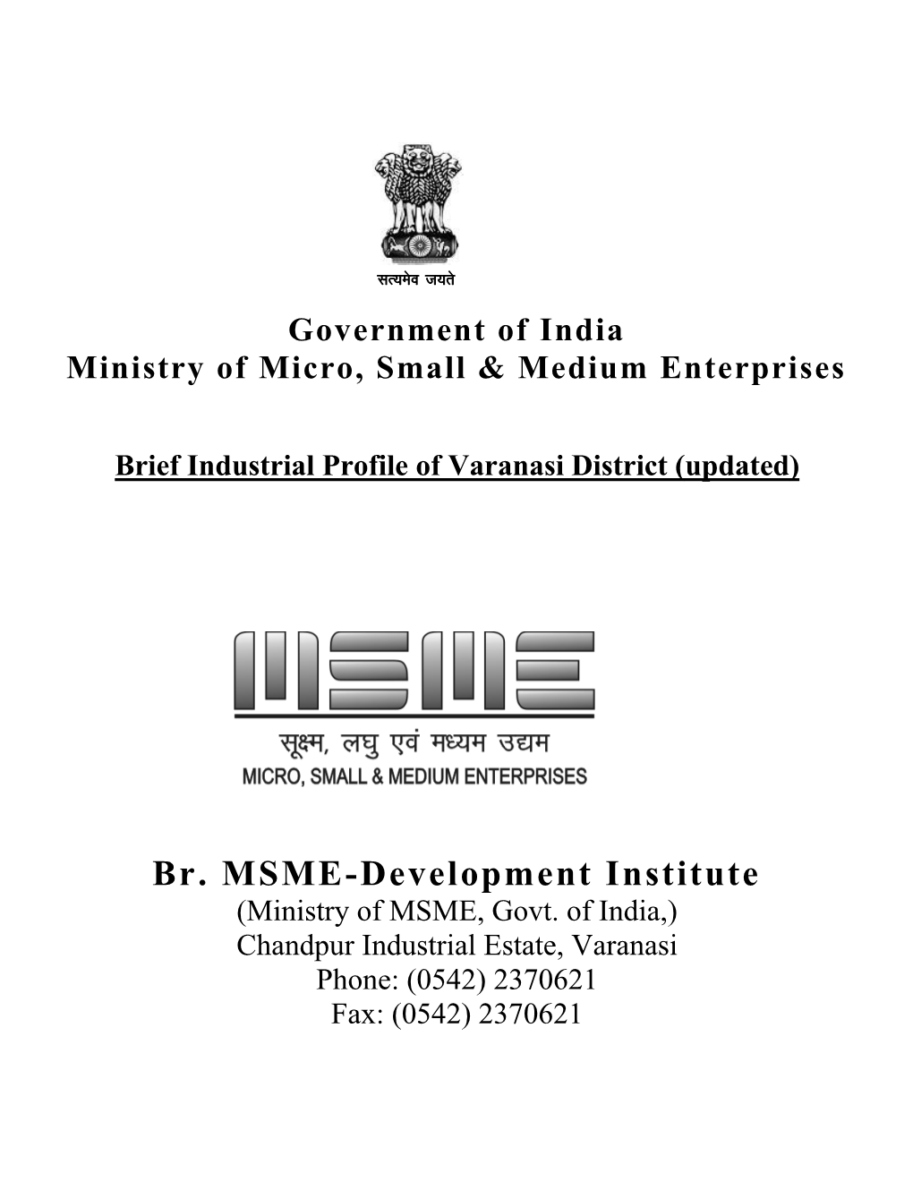 Br. MSME-Development Institute (Ministry of MSME, Govt