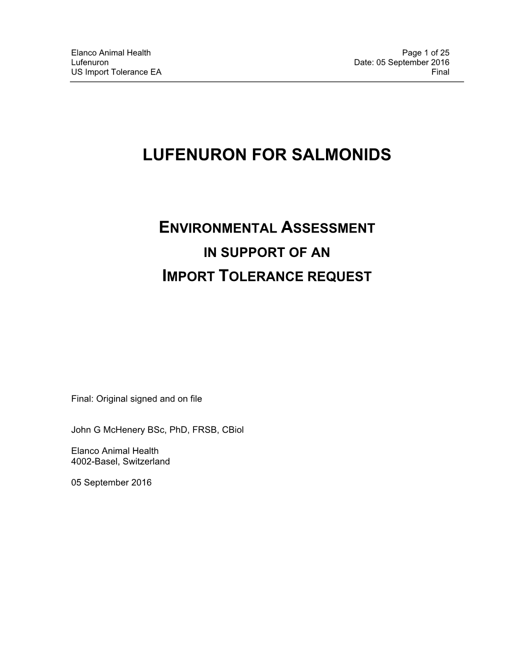 Lufenuron for Salmonids