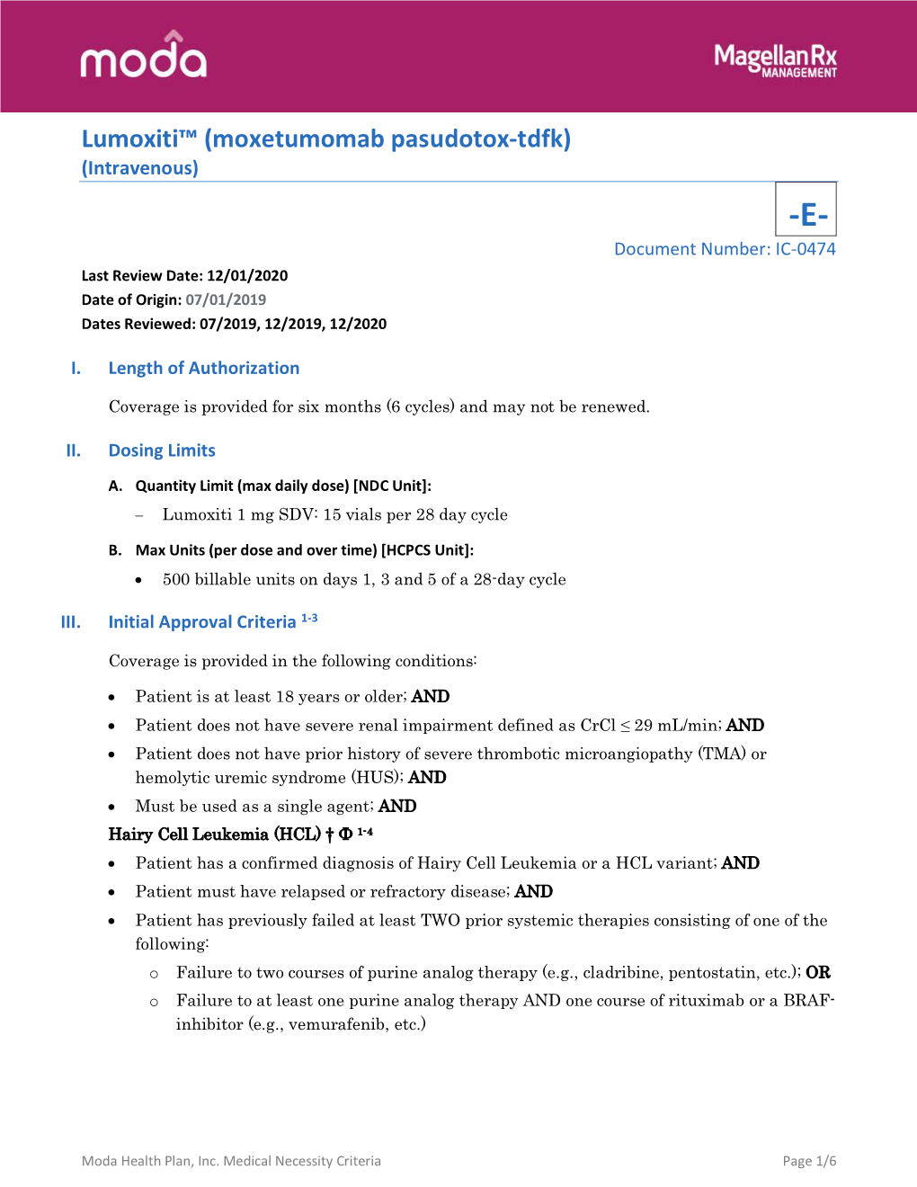 Lumoxiti™ (Moxetumomab Pasudotox-Tdfk)