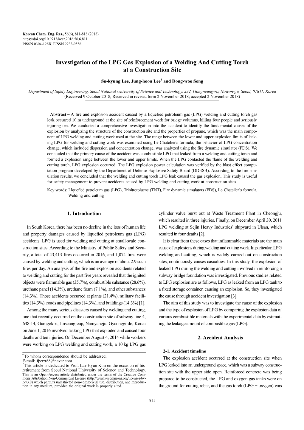 Investigation of the LPG Gas Explosion of a Welding and Cutting Torch at a Construction Site