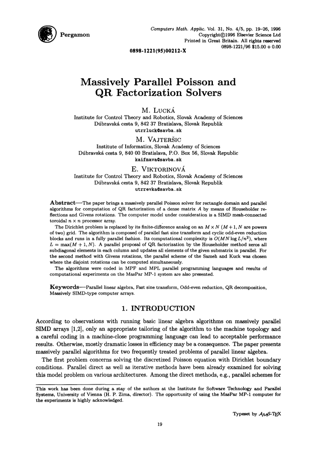 Massively Parallel Poisson and QR Factorization Solvers