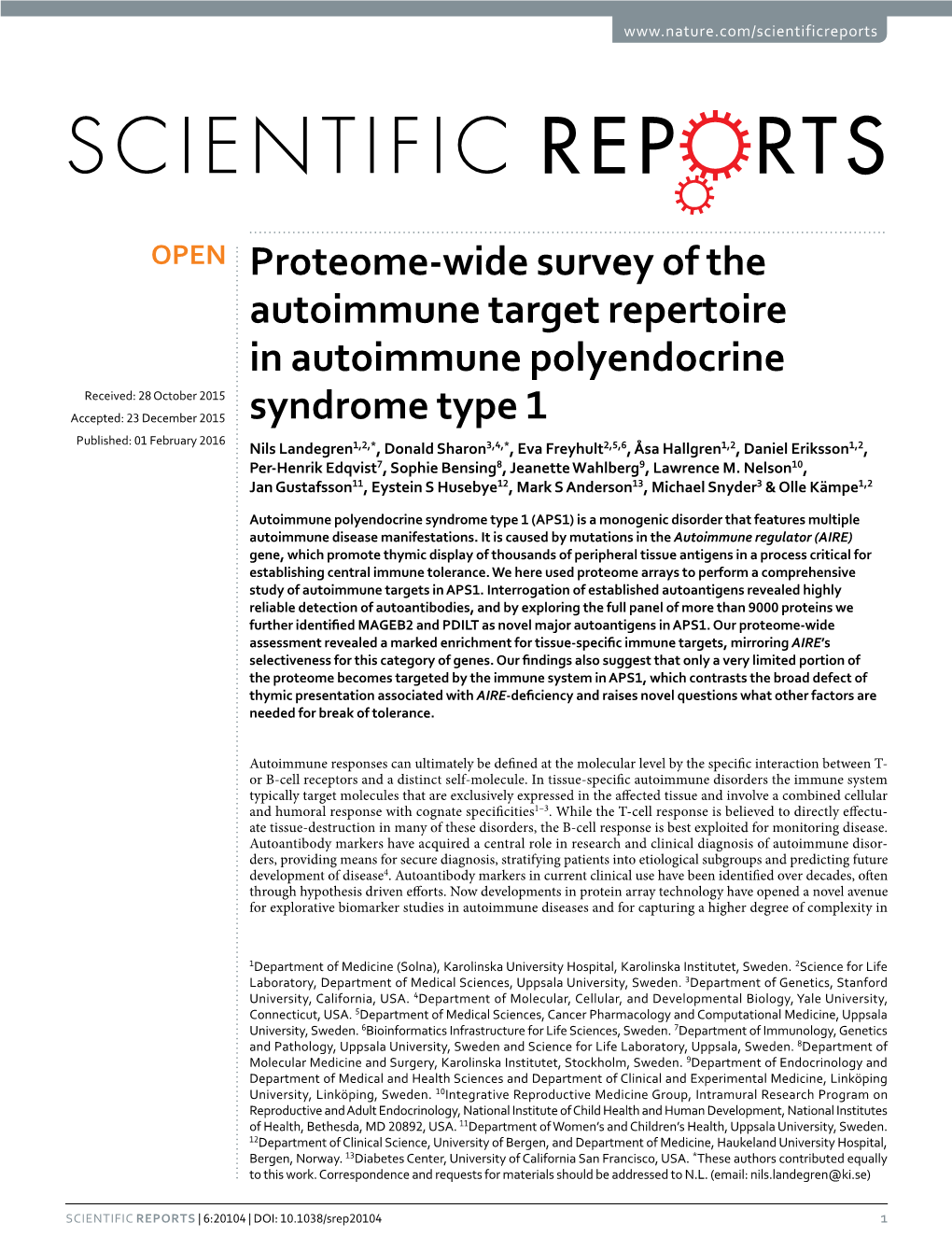 Proteome-Wide Survey of the Autoimmune Target Repertoire In
