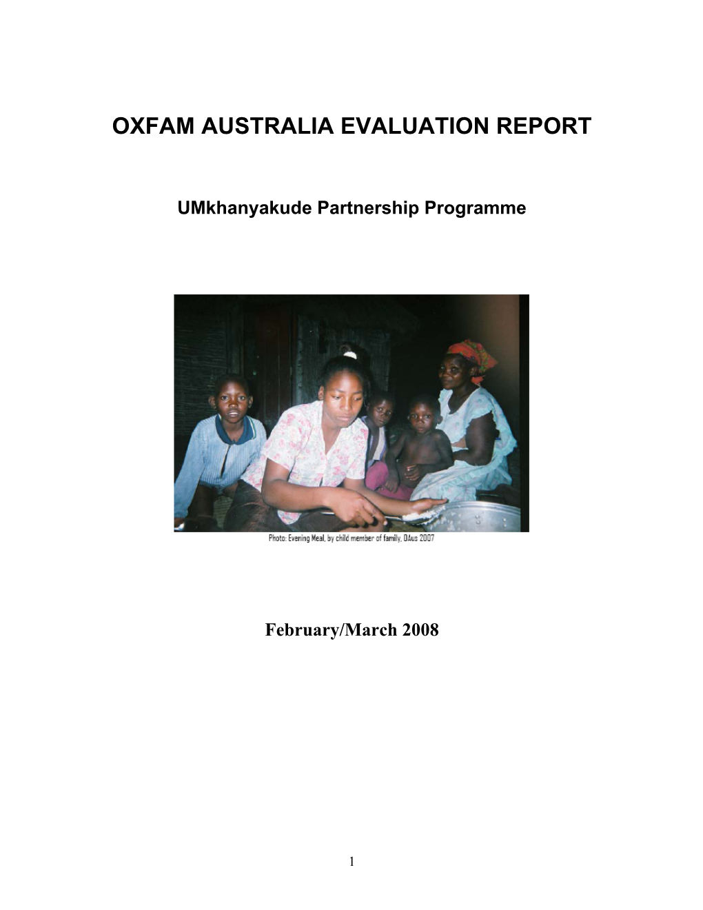Oxfam Australia Evaluation Report: Umkhanyakude