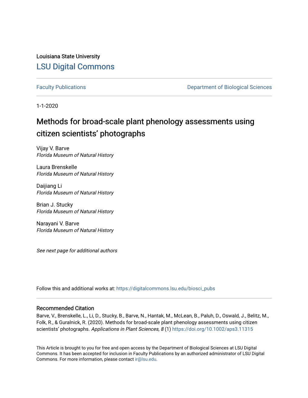 Methods for Broad-Scale Plant Phenology Assessments Using Citizen Scientists’ Photographs