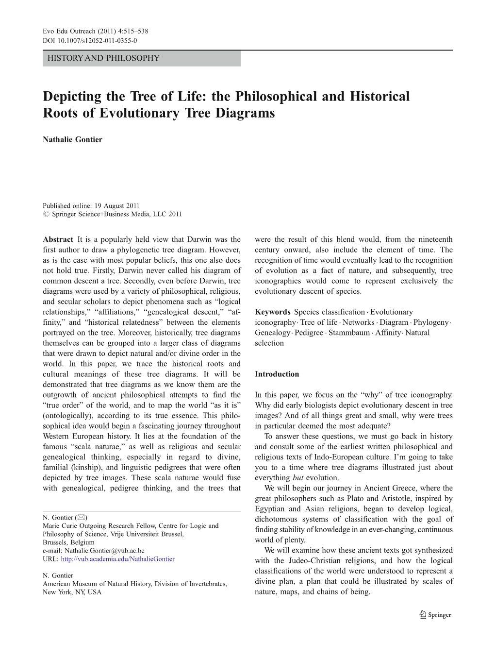 The Philosophical and Historical Roots of Evolutionary Tree Diagrams