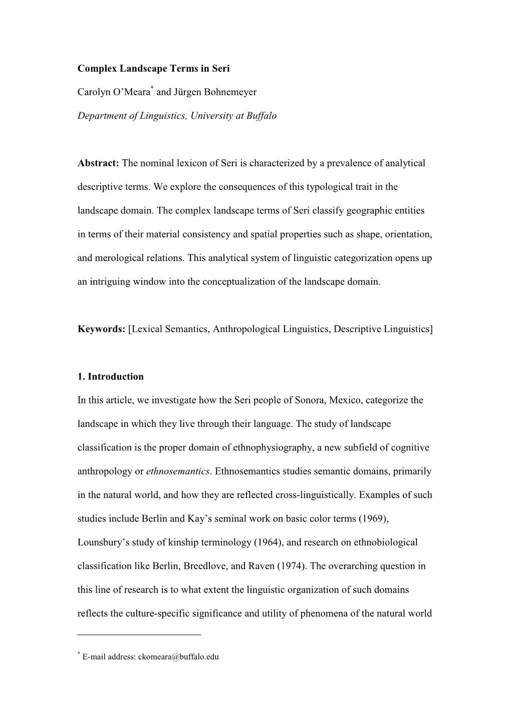 Complex Landscape Terms in Seri Carolyn O'meara