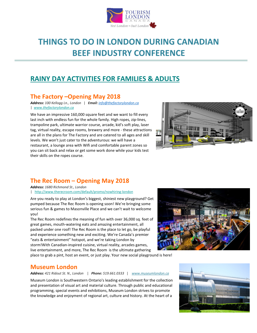 Things to Do in London During Canadian Beef Industry Conference