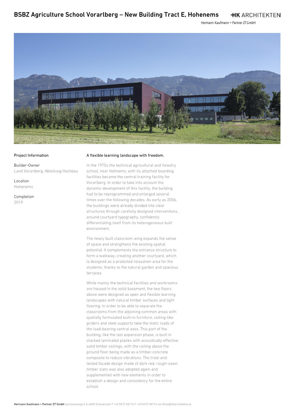 BSBZ Agriculture School Vorarlberg – New Building Tract E, Hohenems