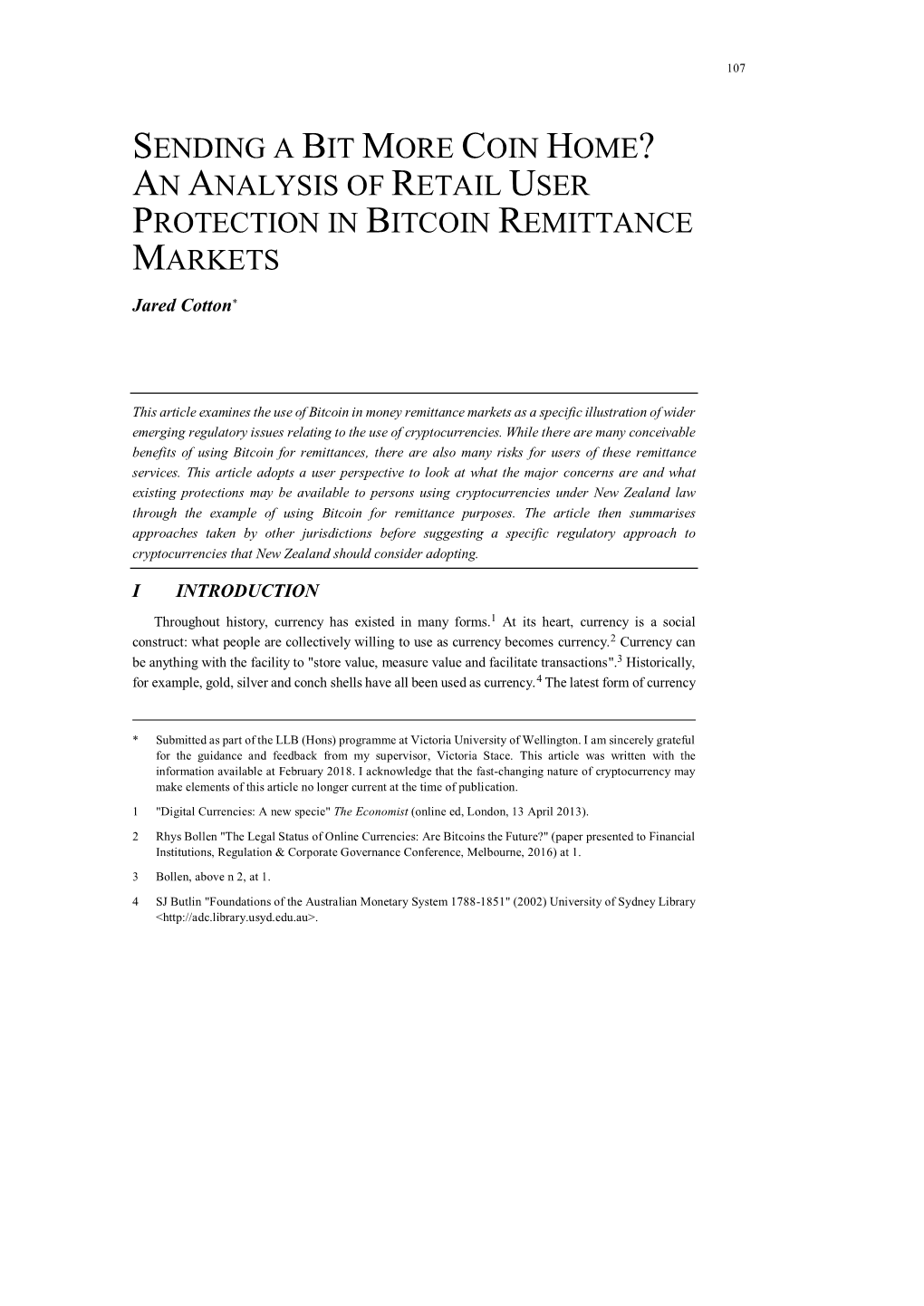 An Analysis of Retail User Protection in Bitcoin Remittance Markets