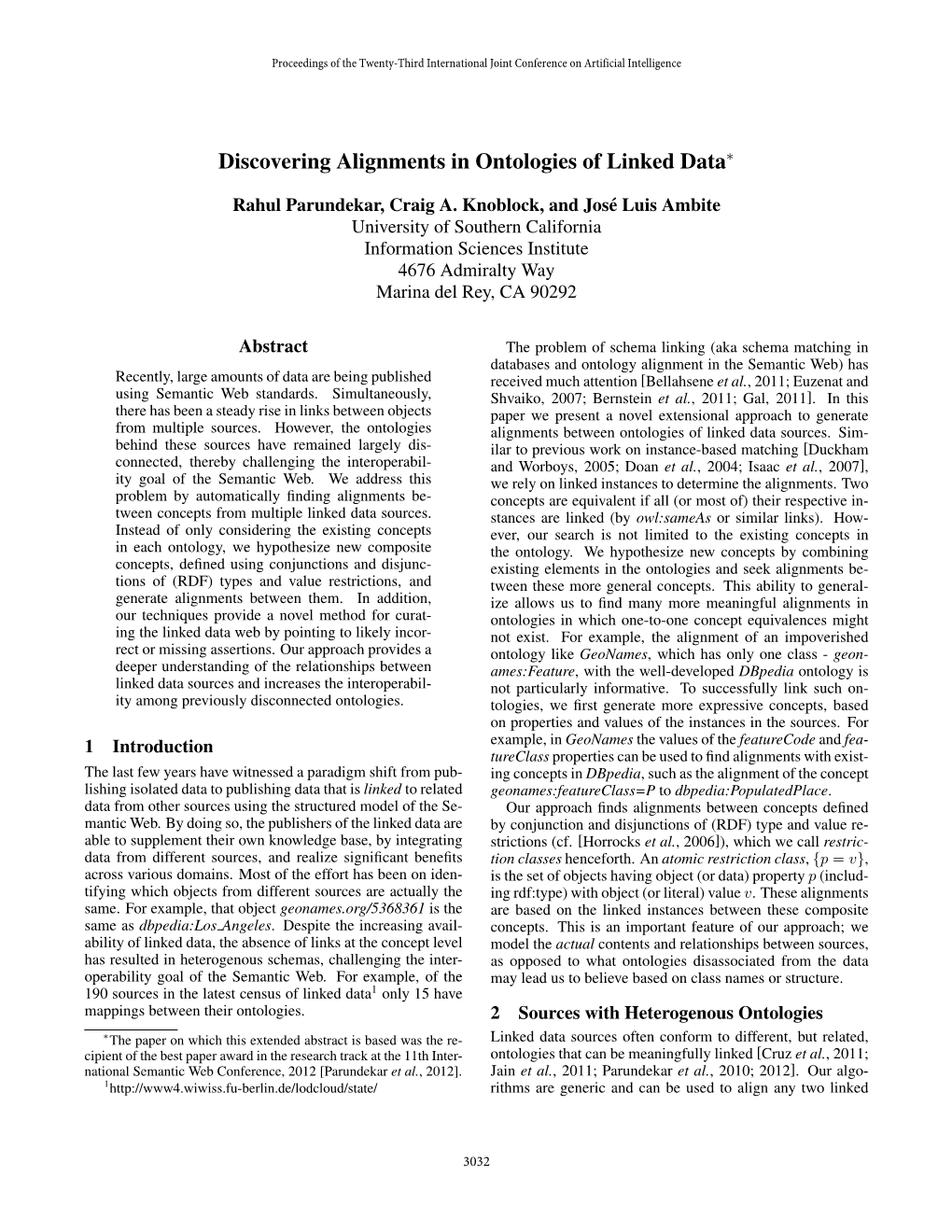 Discovering Alignments in Ontologies of Linked Data∗