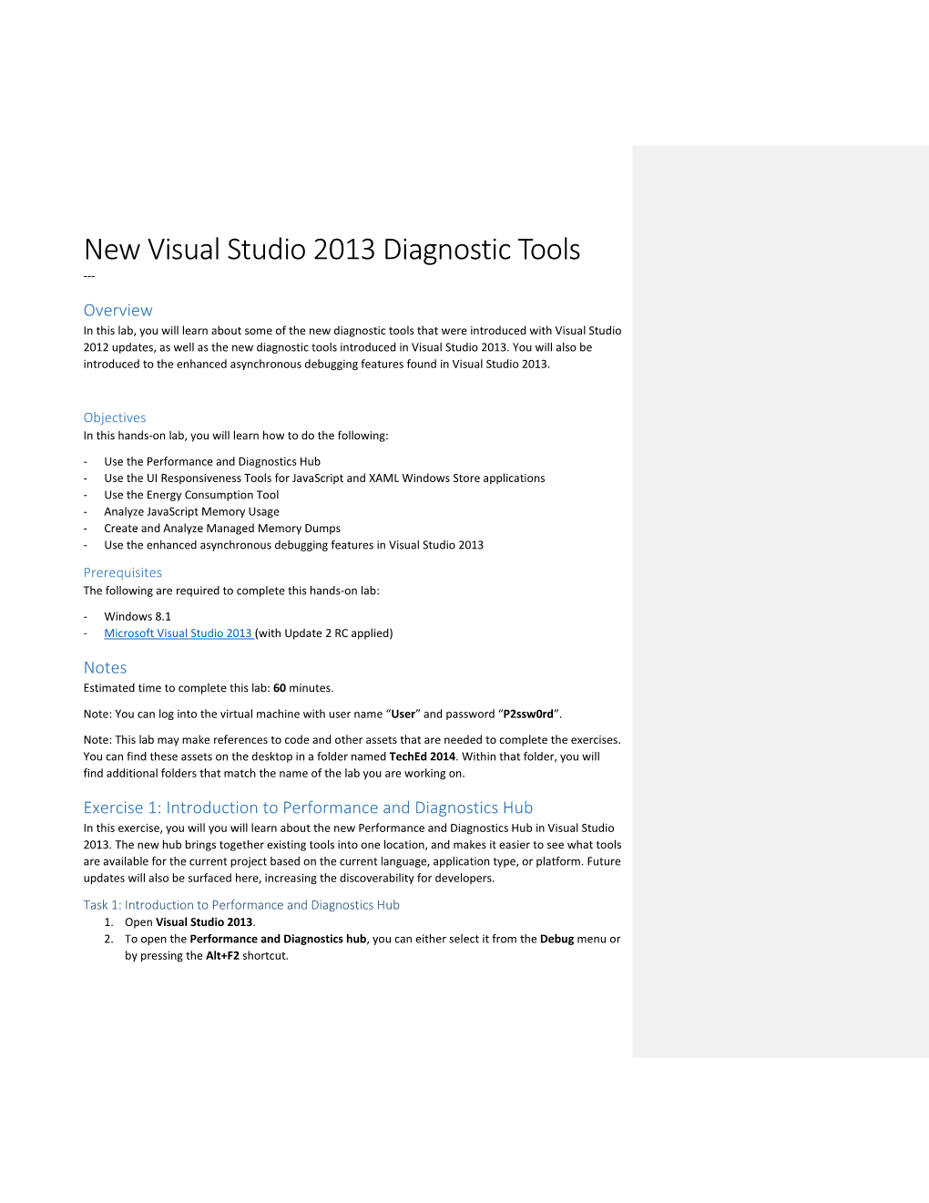 New Visual Studio 2013 Diagnostic Tools