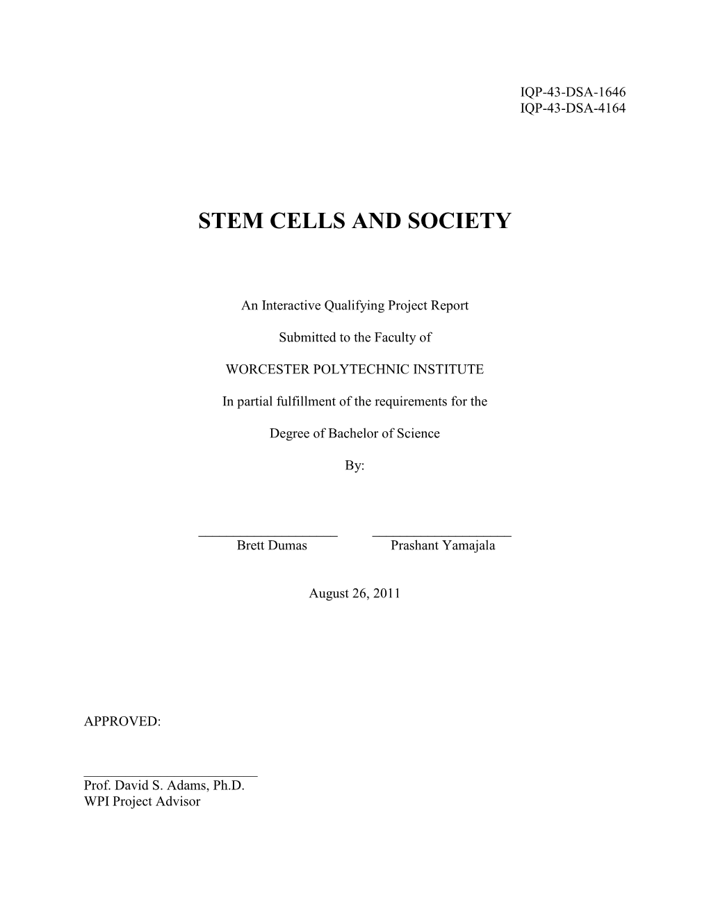 Stem Cells and Society