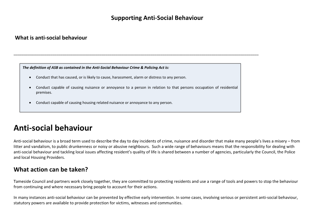 Anti-Social Behaviour