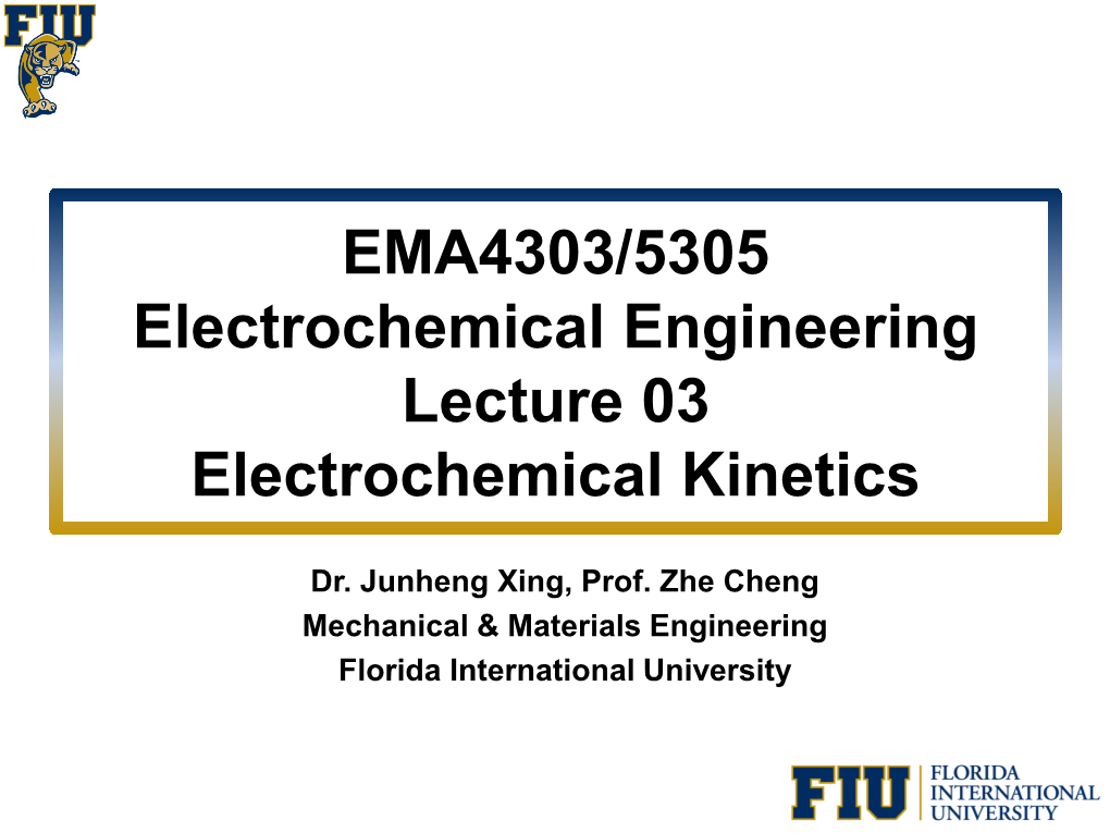 Lecture 03 Electrochemical Kinetics