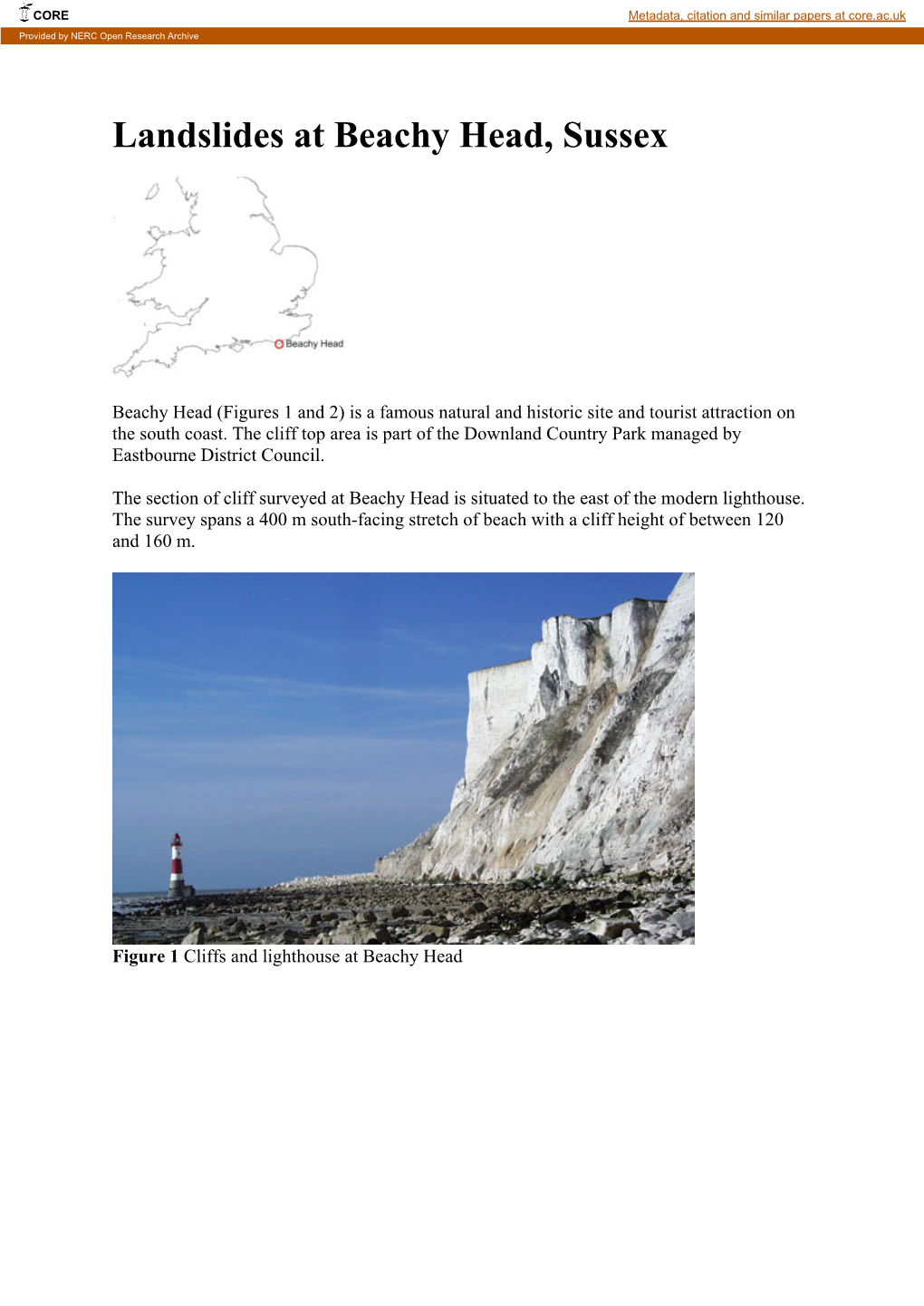 Landslides at Beachy Head, Sussex