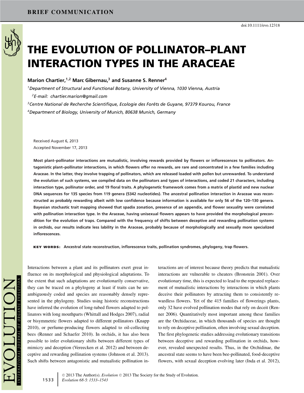 The Evolution of Pollinator–Plant Interaction Types in the Araceae