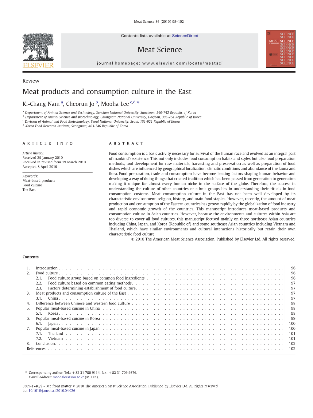 Meat Products and Consumption Culture in the East