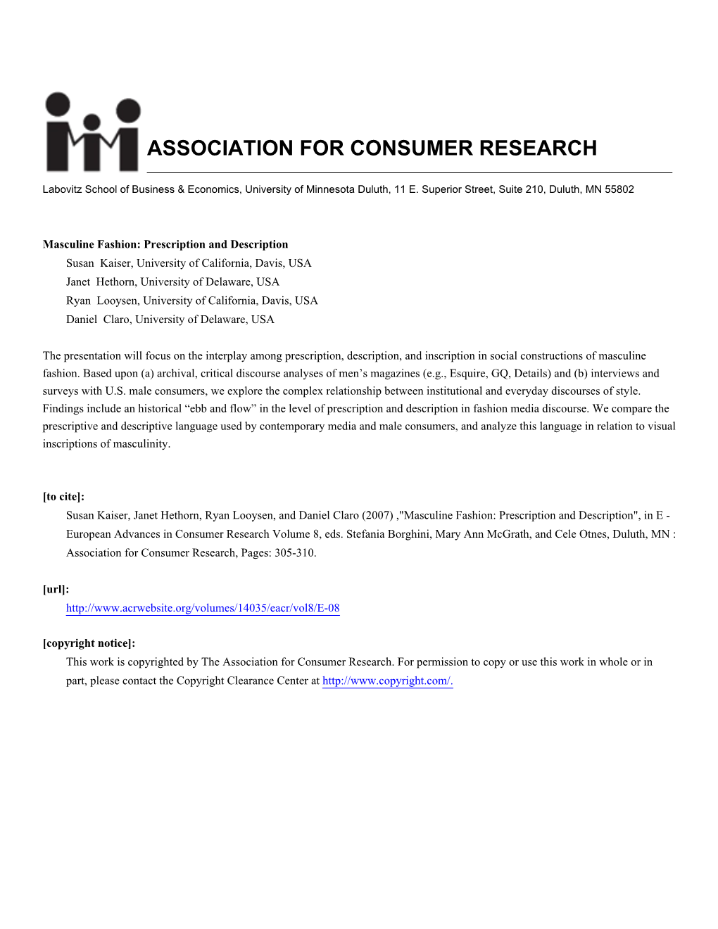 Association for Consumer Research