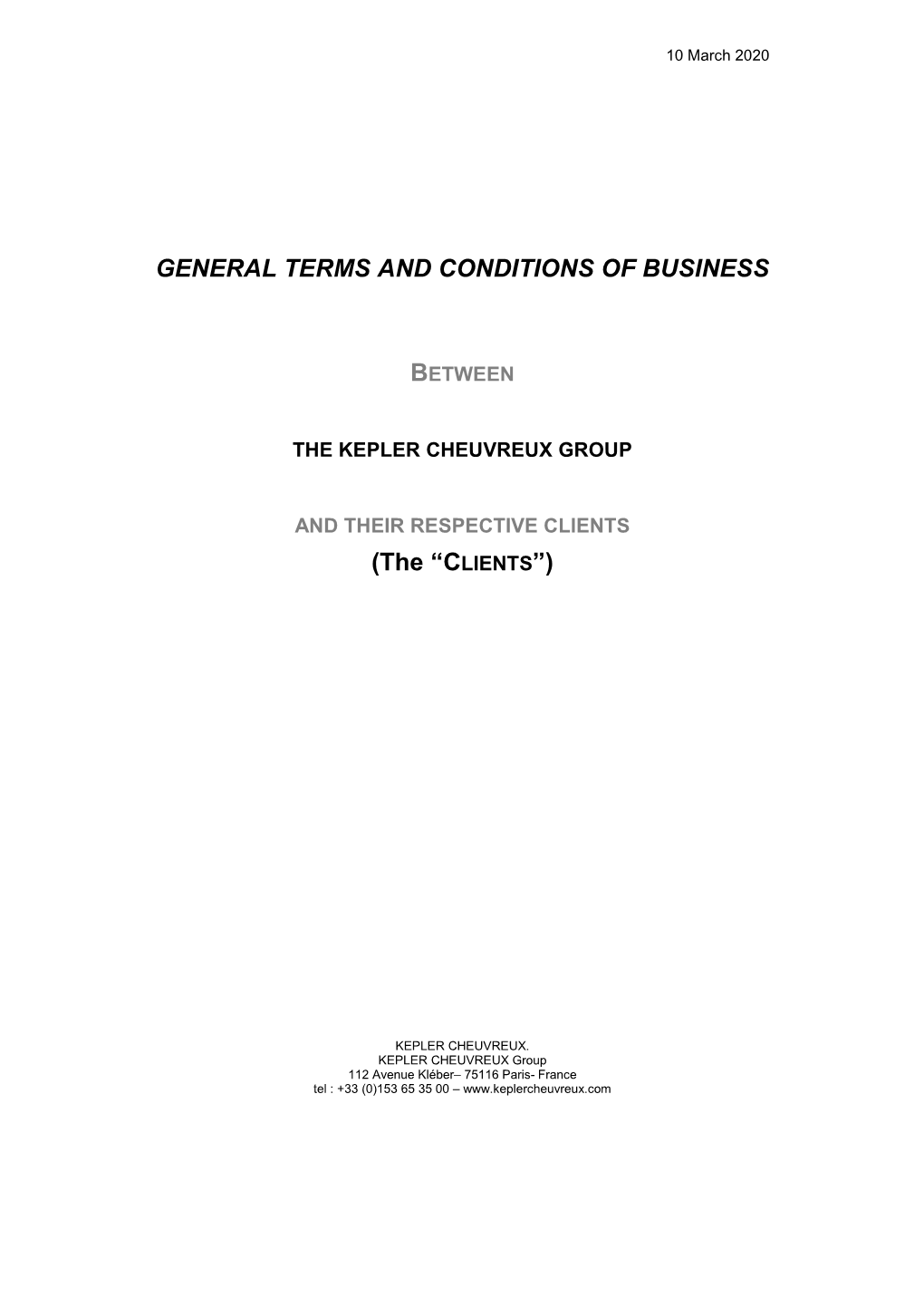 General Terms and Conditions of Business