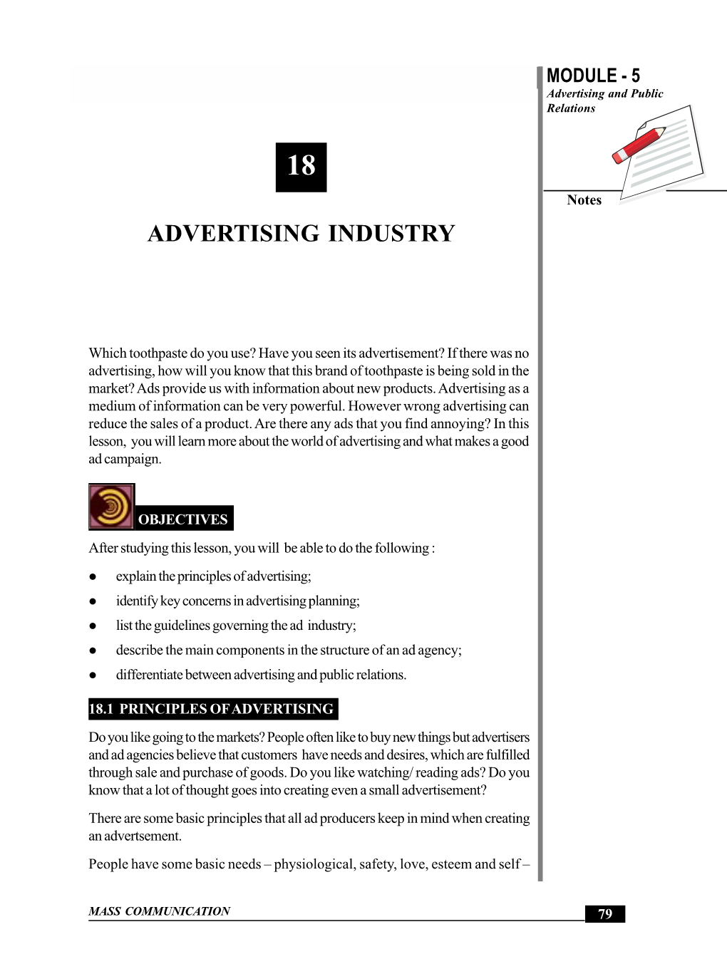 Advertising Industry Industry MODULE - 5 Advertising and Public Relations