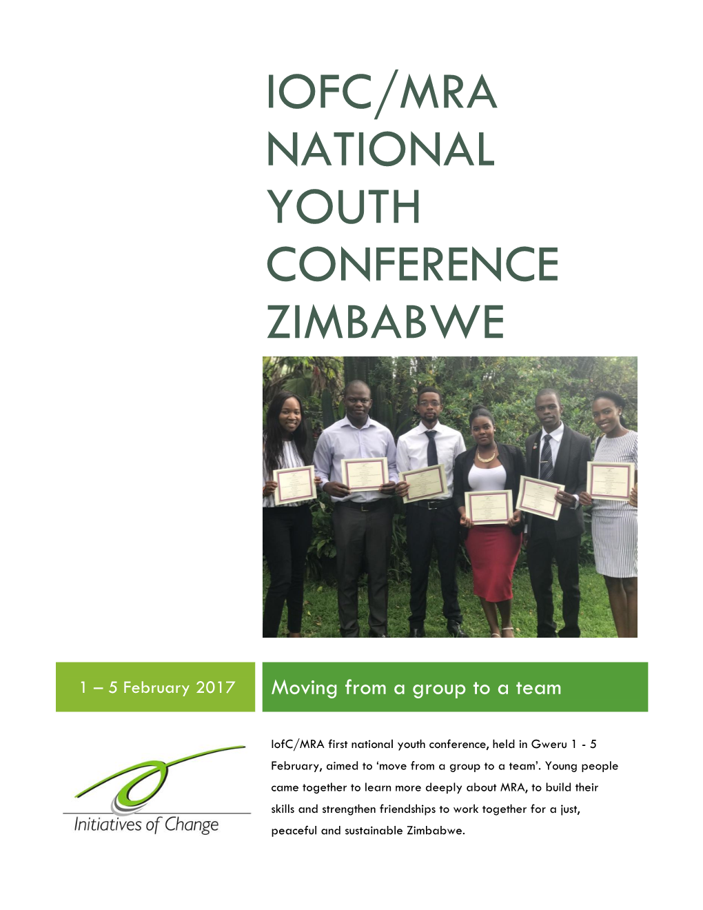 Iofc/Mra National Youth Conference Zimbabwe