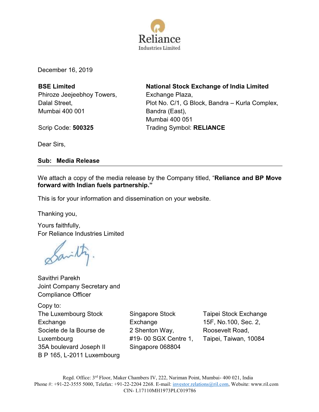 Reliance and BP Move Forward with Indian Fuels Partnership.”