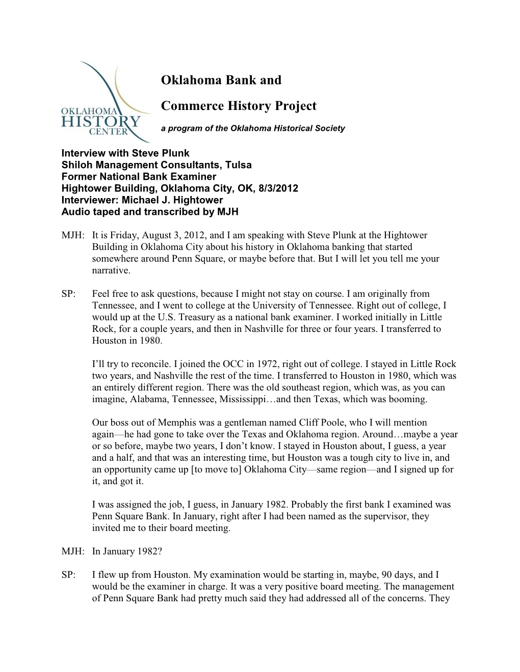 Oklahoma Bank and Commerce History Project