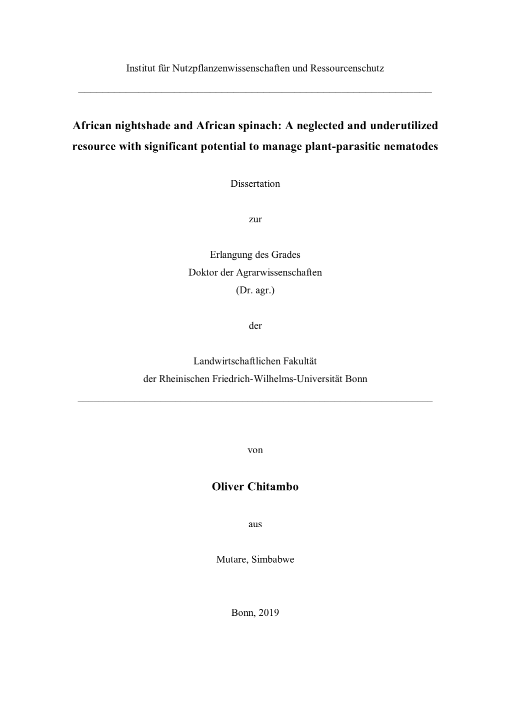 African Nightshade and African Spinach: a Neglected and Underutilized Resource with Significant Potential to Manage Plant-Parasitic Nematodes