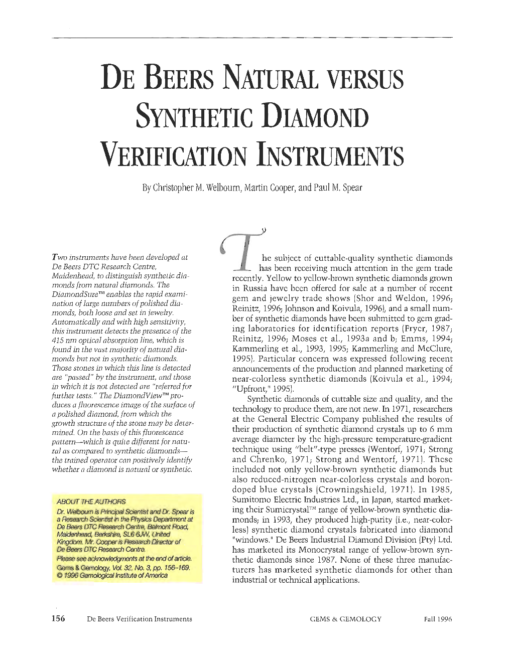 De Beers Natural Versus Synthetic Diamond Verification Instruments