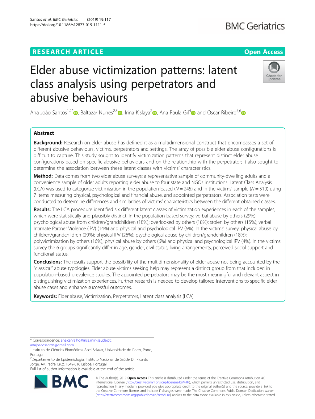 Elder Abuse Victimization Patterns: Latent Class Analysis Using