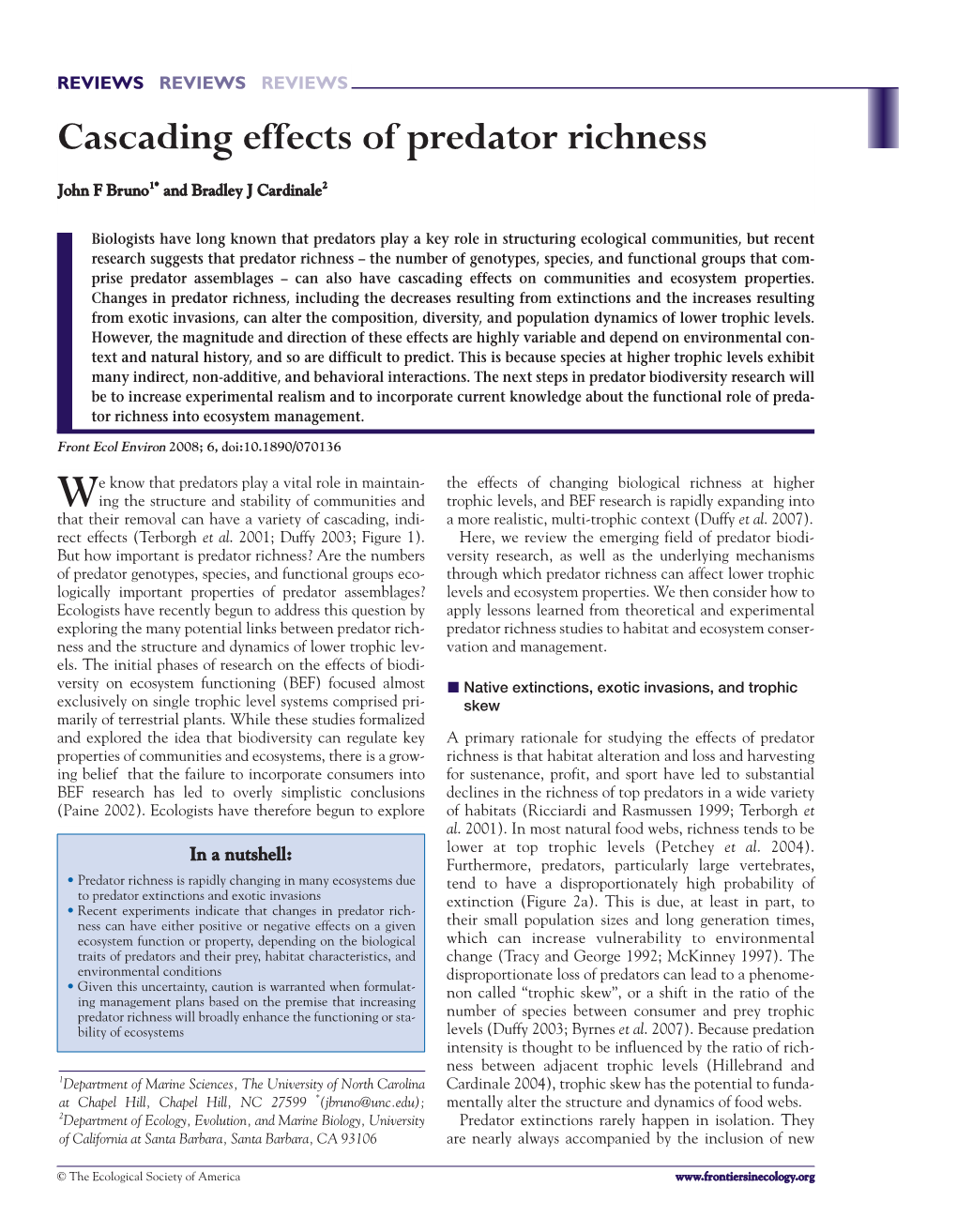 Cascading Effects of Predator Richness