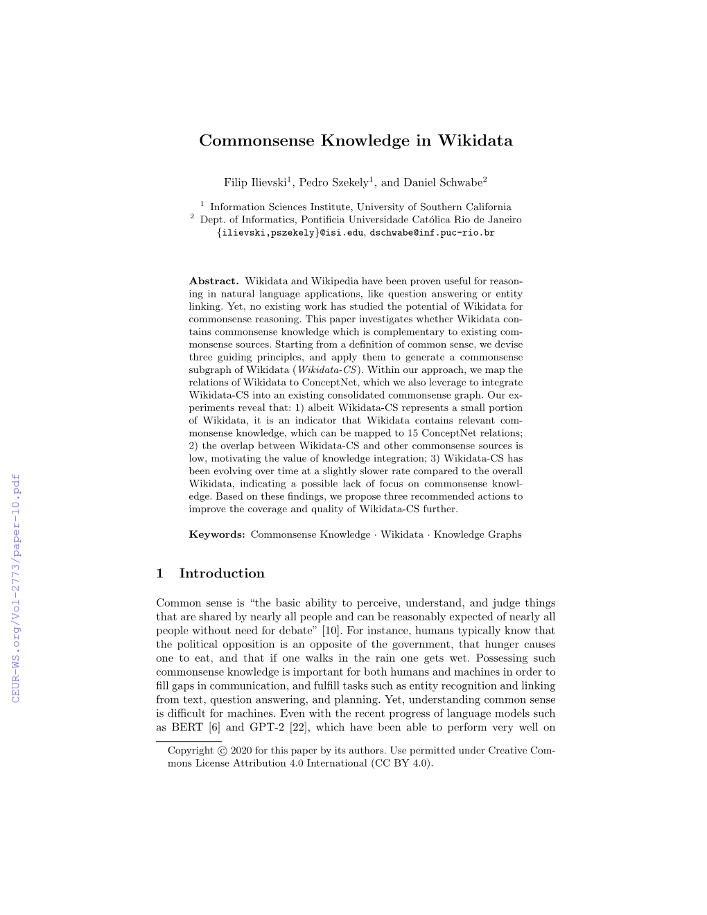 Commonsense Knowledge in Wikidata