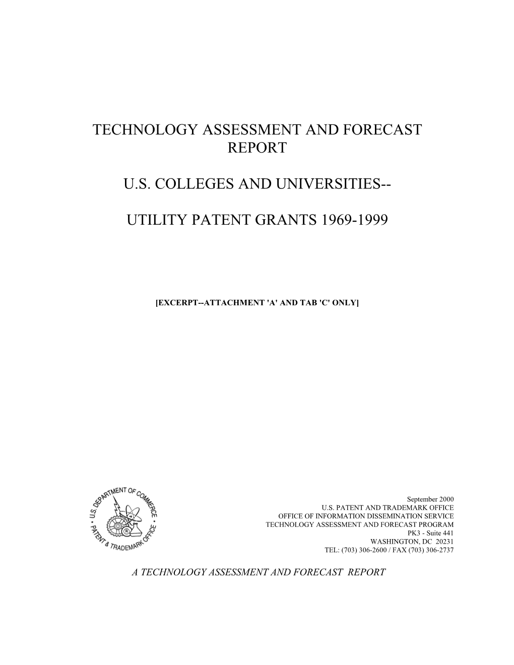 Technology Assessment and Forecast Report Us Colleges and Universities