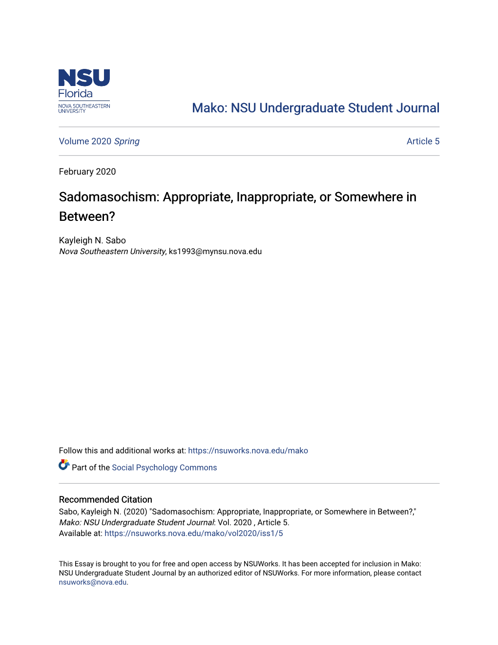 Sadomasochism: Appropriate, Inappropriate, Or Somewhere in Between?