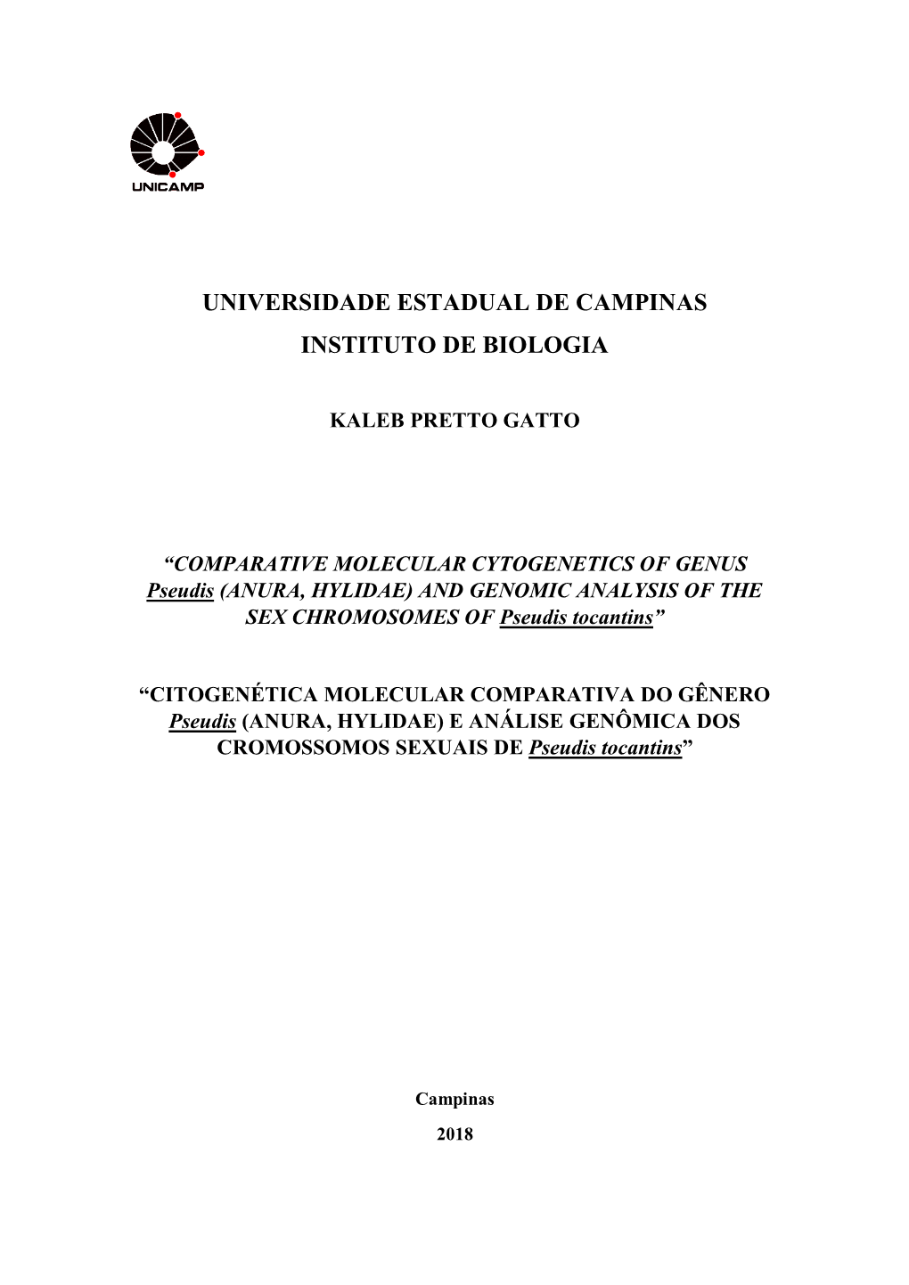 Universidade Estadual De Campinas Instituto De Biologia