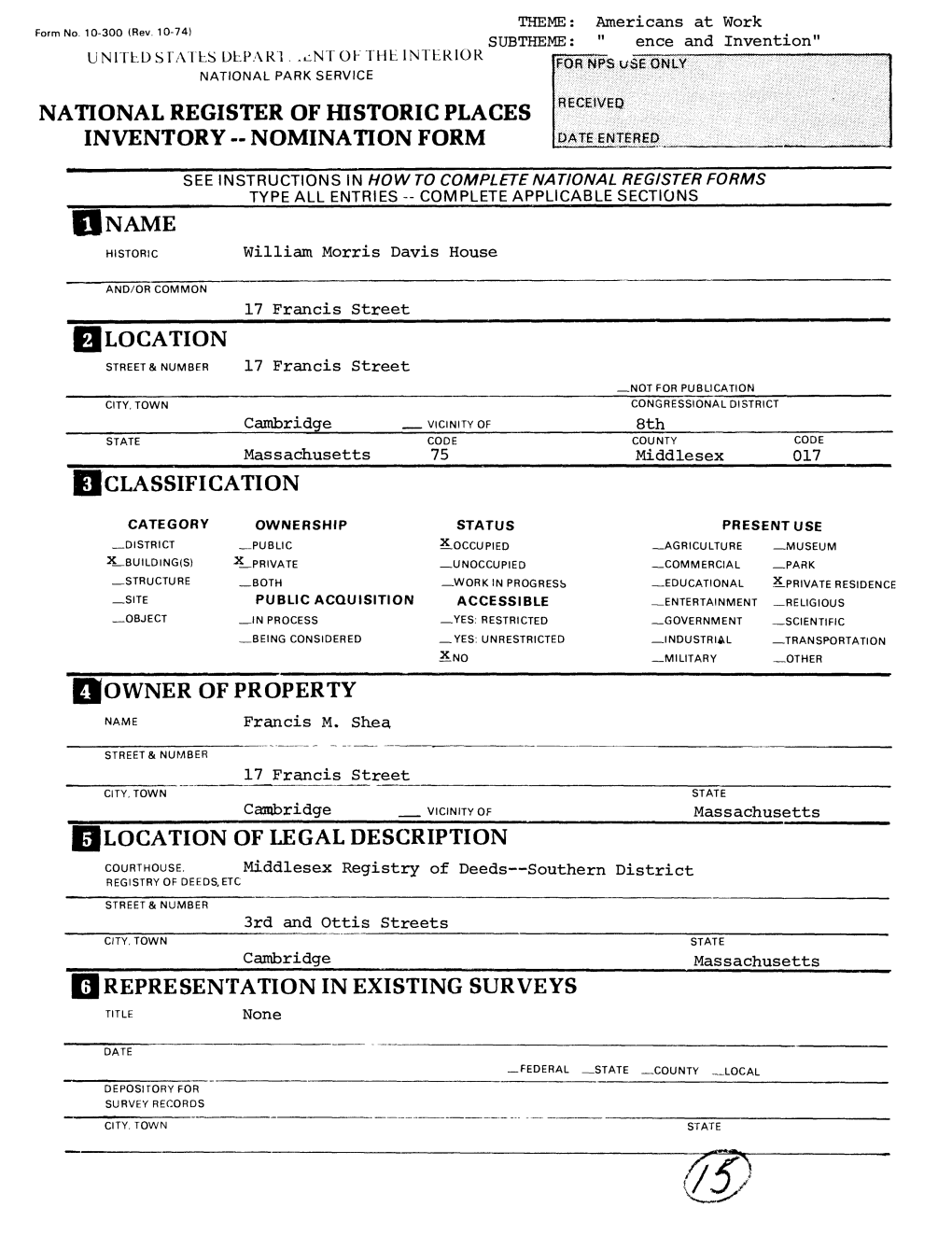 National Register of Historic Places Inventory -- Nomination Form