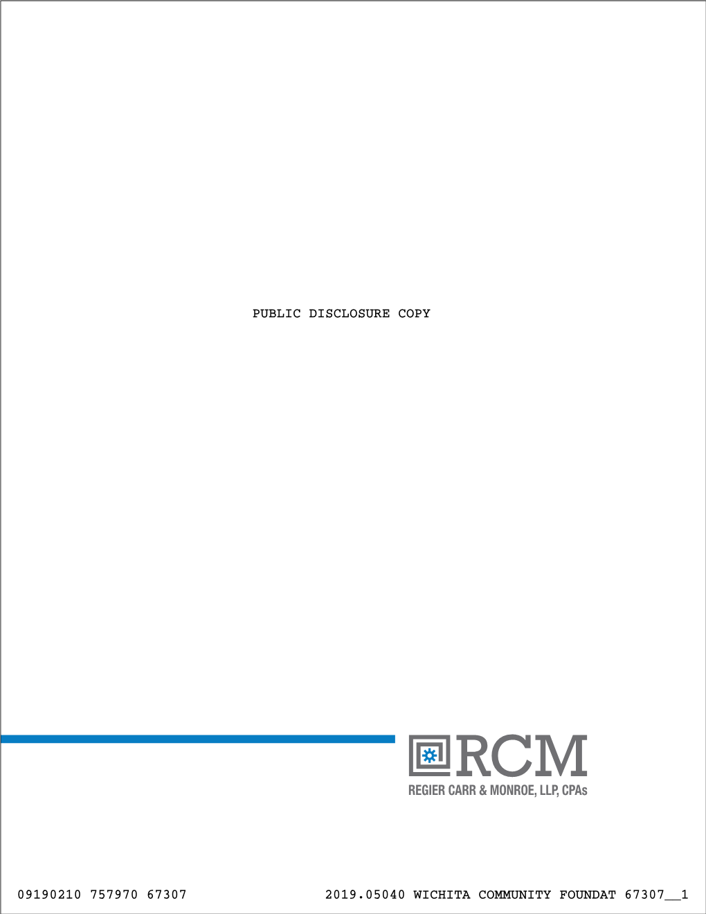 2019 Form 990 Public Disclosure Copy