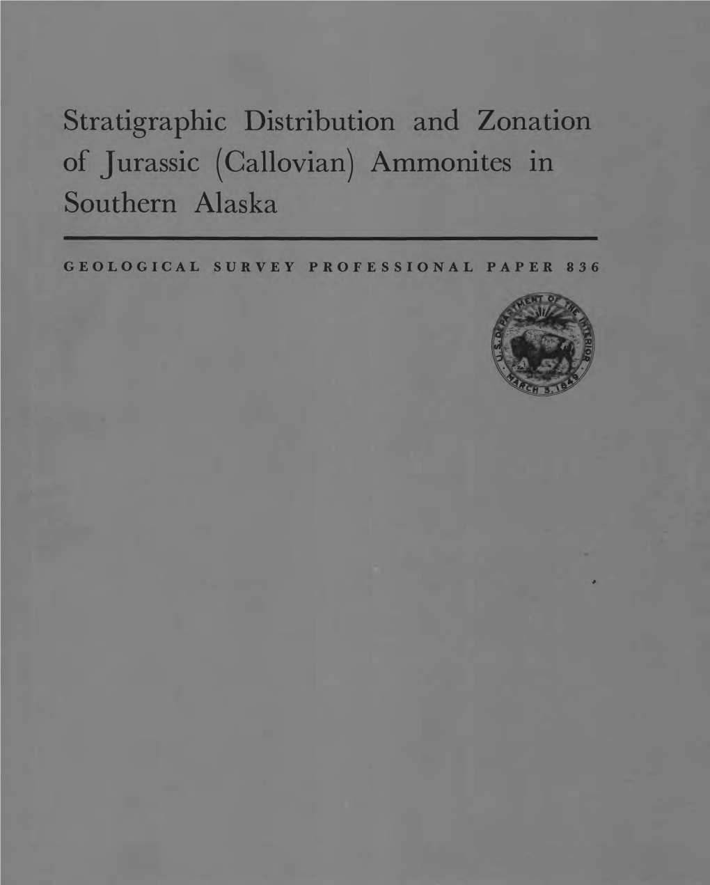 Stratigraphic Distribution and Zonation of Jurassic (Callovian) Ammonites in Southern Alaska